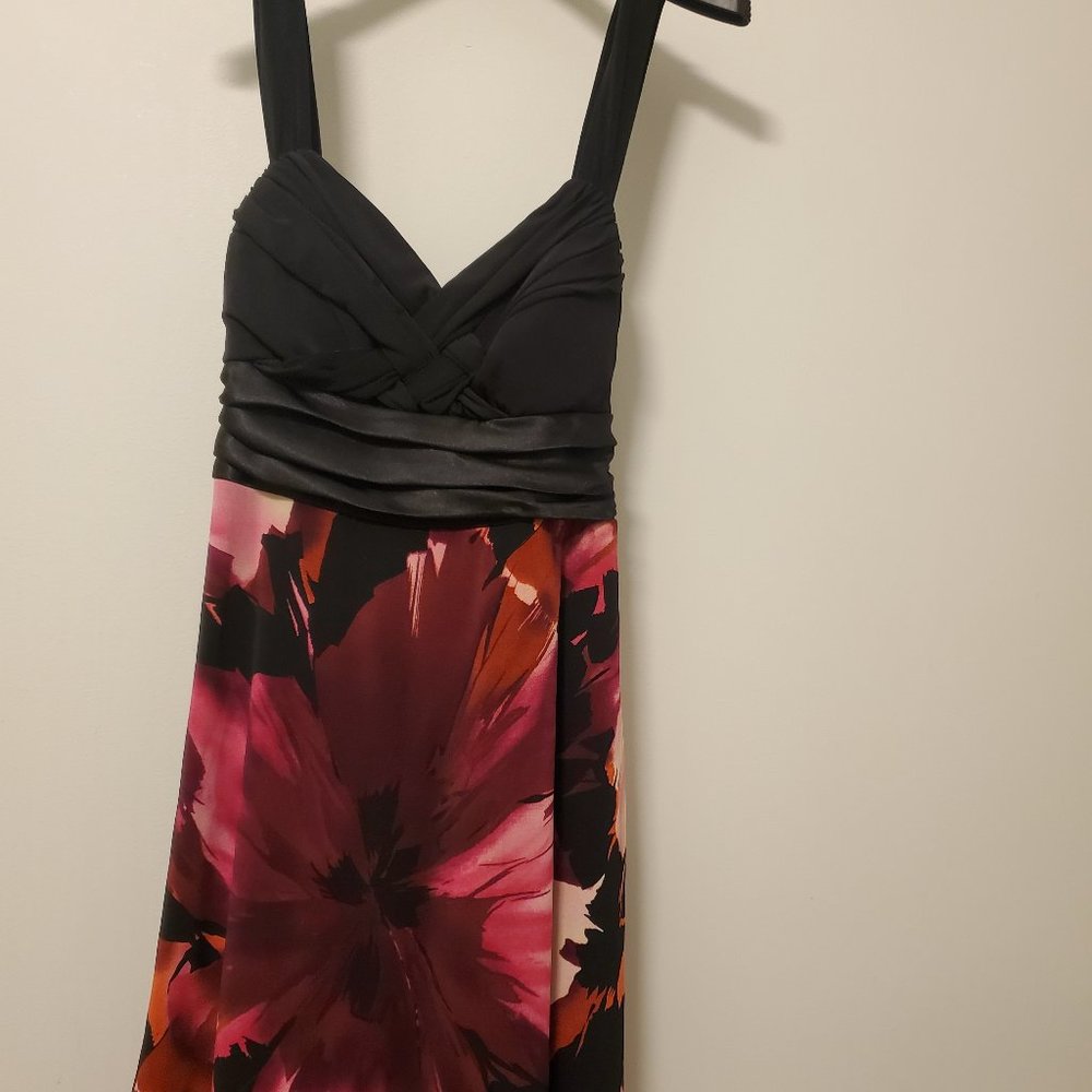 Gorgeous Painterly Floral Dress with Tulle Hemline